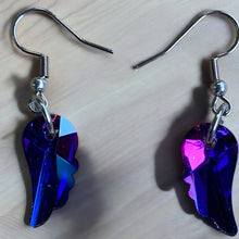 Load image into Gallery viewer, Upcycled repurposed beautiful vintage glass angel wing earrings