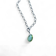 Load image into Gallery viewer, Beautiful upcycled repurposed vintage green glas bead and chain pendant