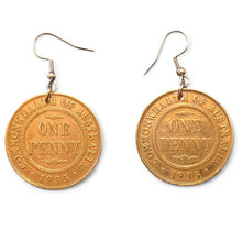 Load image into Gallery viewer, Upcycled & repurposed 1935 Australian penny coin earrings