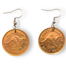 Load image into Gallery viewer, Upcycled & repurposed 1963 Australian penny coin earrings