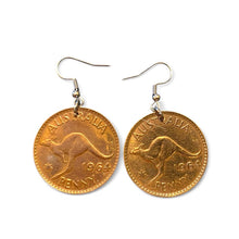 Load image into Gallery viewer, Upcycled & repurposed 1964 Australian penny coin earrings
