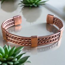 Load image into Gallery viewer, Upcycled and repurposed twisted copper wire bracelet