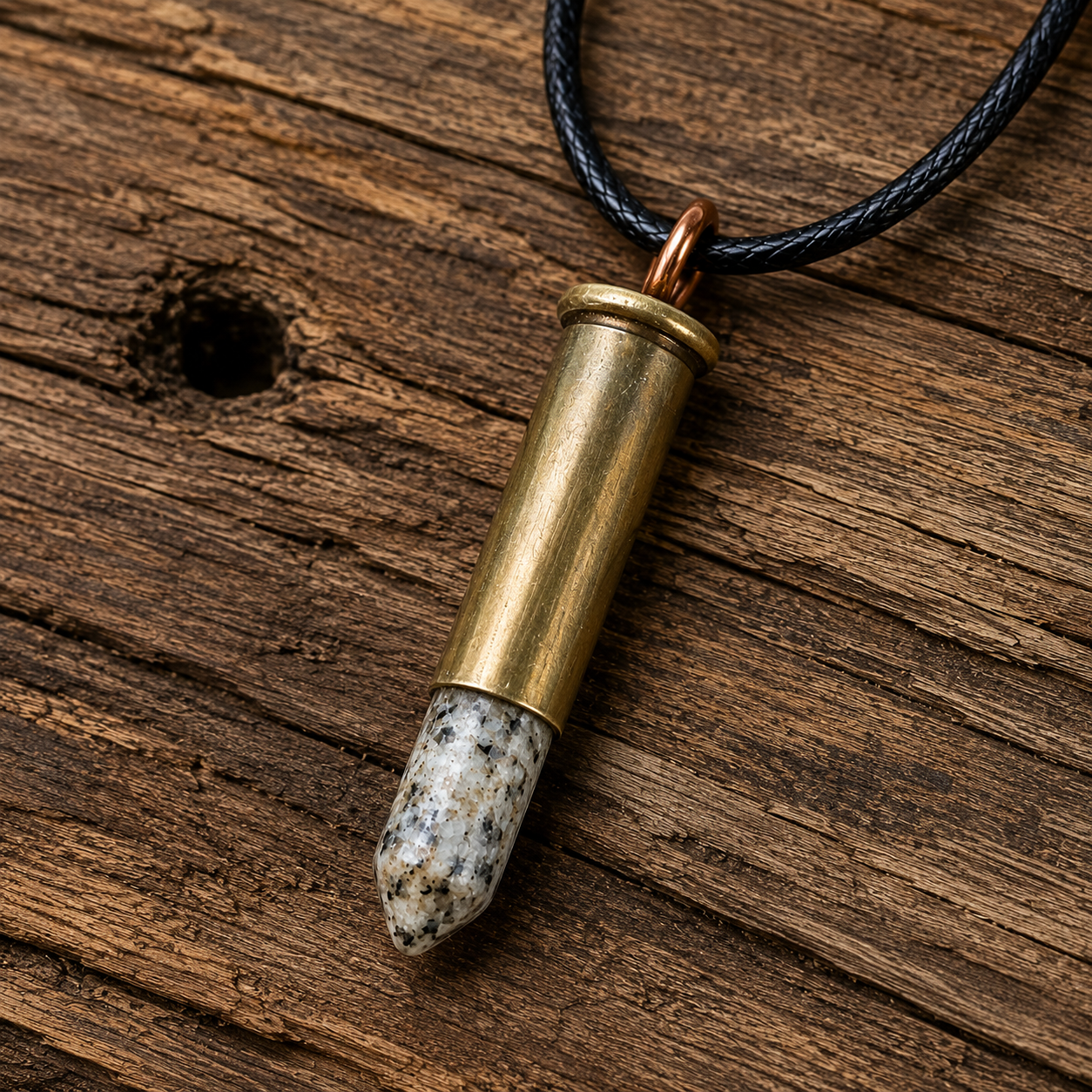 Frontier Pendant | Vintage Cartridge & Natural Speckled Stone