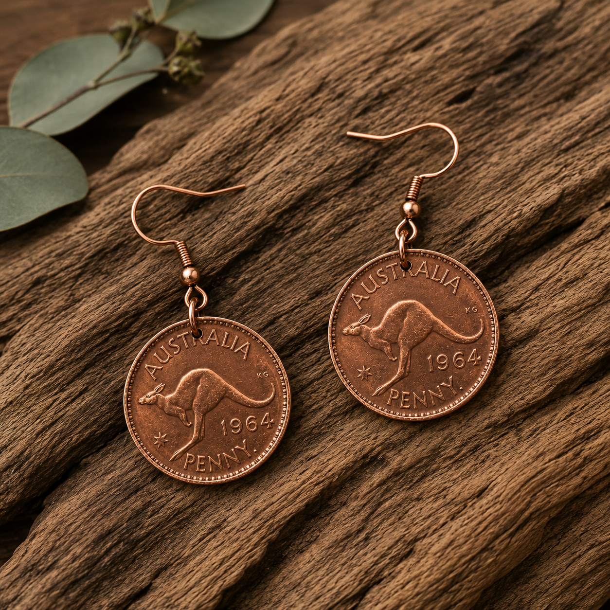 Australian Penny Coin Earrings | Handcrafted Reclaimed 1964 Penny Jewellery