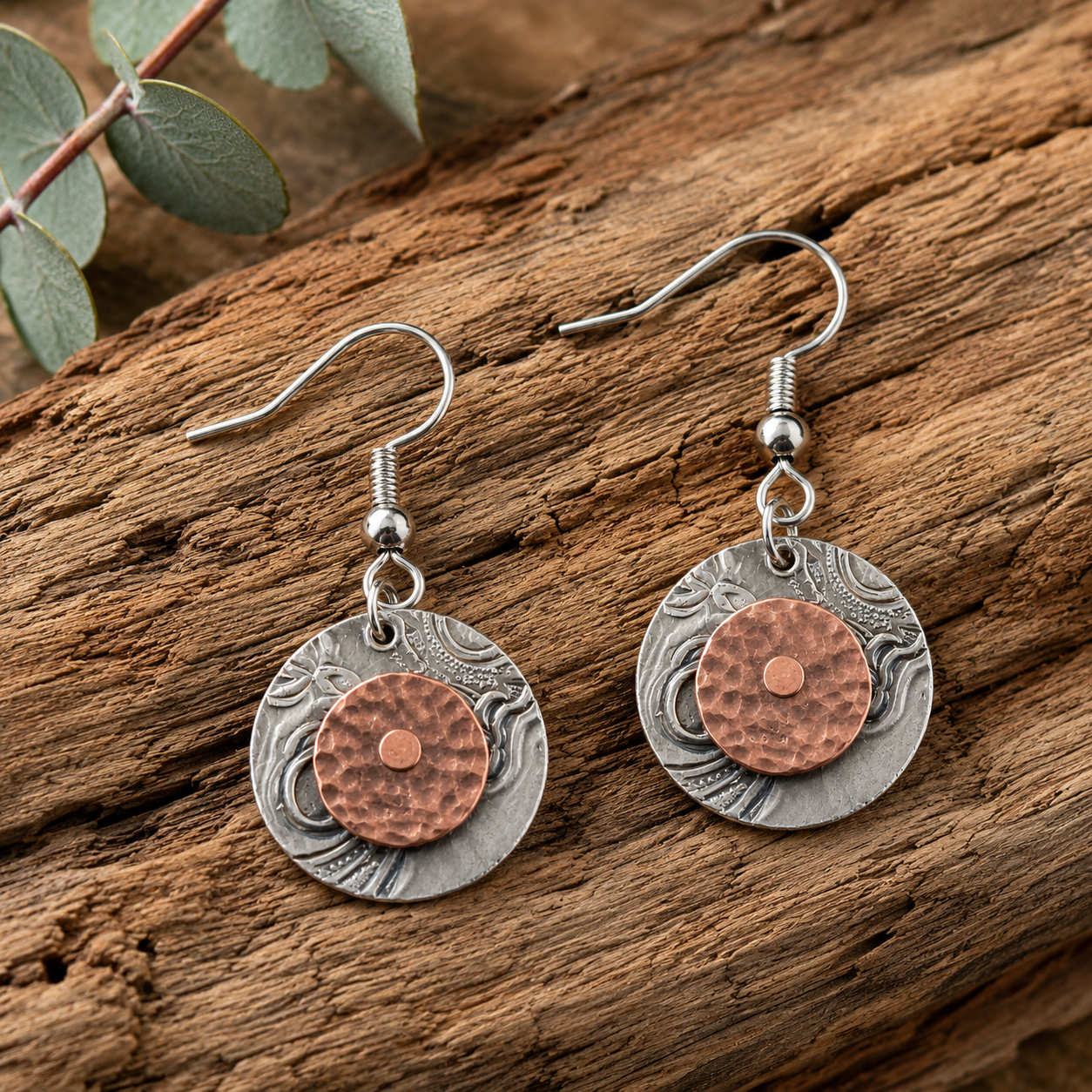 Vintage Silver Plate & Copper Earrings | Handcrafted Reclaimed Jewellery