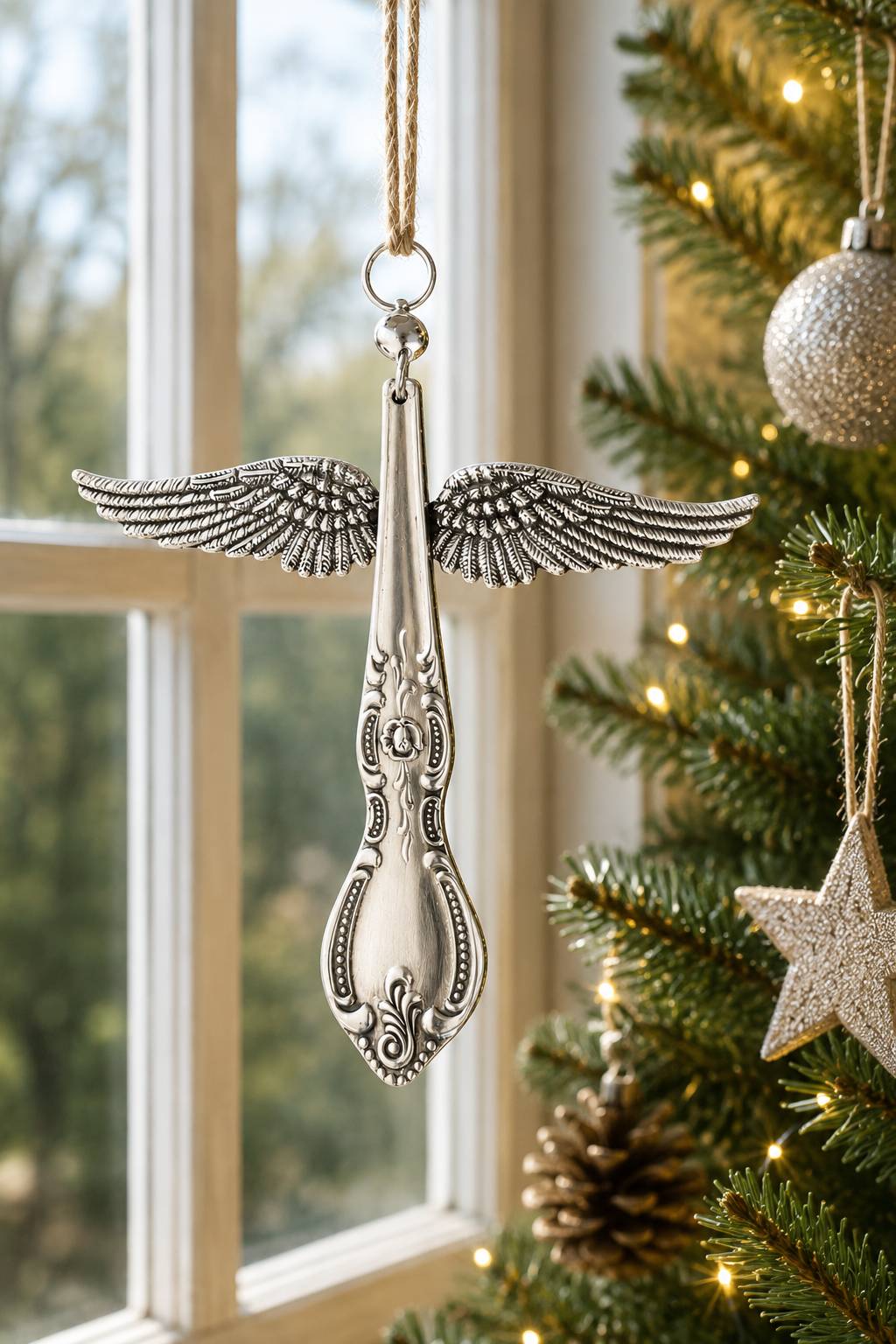 Guardian Angel Ornament | Handcrafted Vintage Silver Plate Art