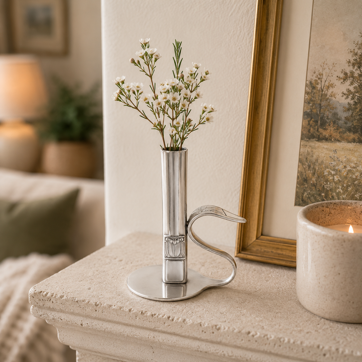 Victorian Silver Plate Bud Vase | Handcrafted Reclaimed Home Décor