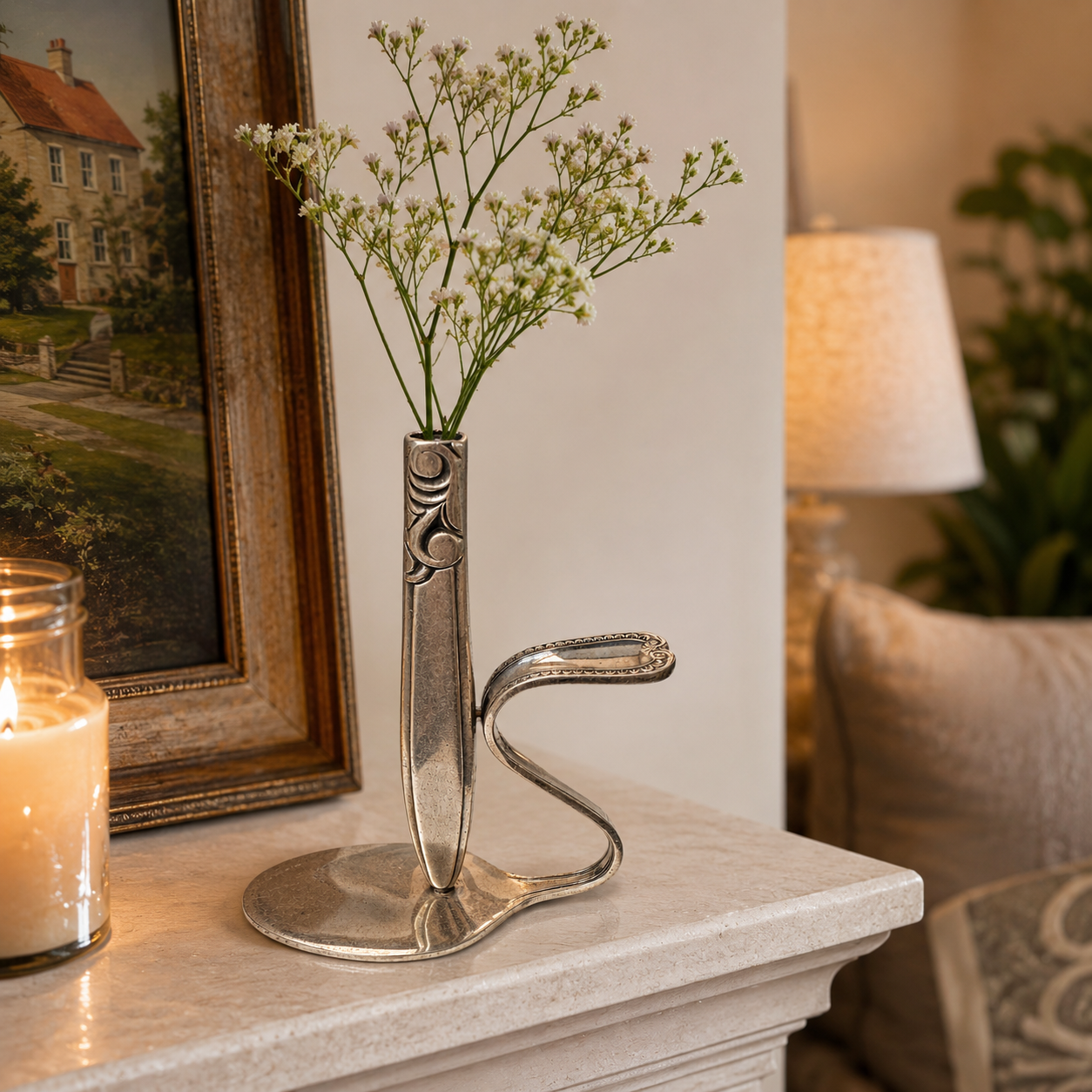 Victorian Silver Plate Bud Vase | Handcrafted Reclaimed Home Décor
