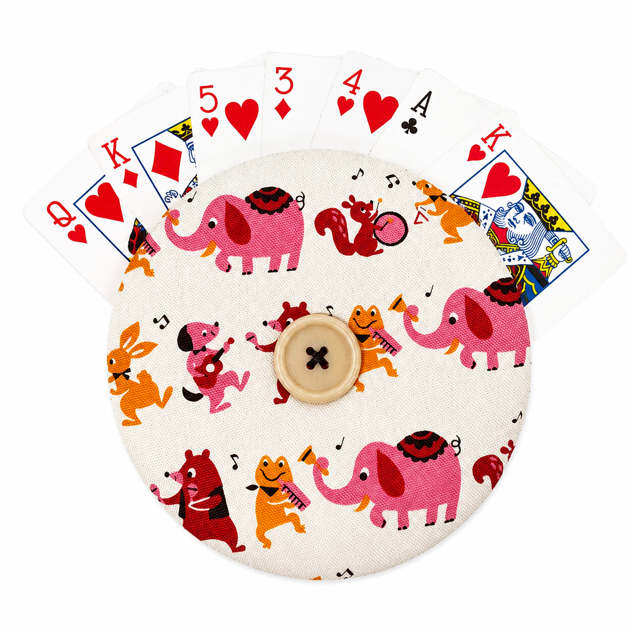 Reversible Cute Animals Card Holder | Handcrafted Reclaimed Fabric Card Game Accessory