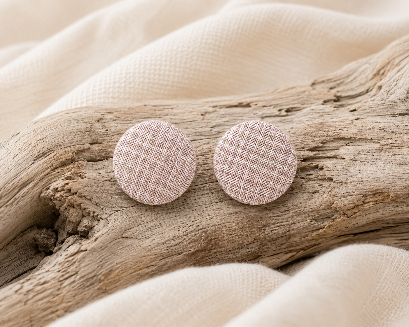 Blush Pink Fabric Stud Earrings | Handcrafted Reclaimed Fabric Jewellery