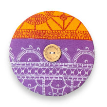 Load image into Gallery viewer, Upcycled double sided round padded playing card holder for kids or adults COLOURFUL STRIPES