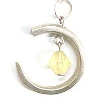 Load image into Gallery viewer, Cute upcycled repurposed moon silver plated & glass pendant necklace made from vintage spoon