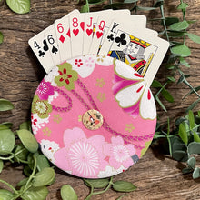 Load image into Gallery viewer, Upcycled double sided round padded playing card holder for kids or adults BEARS & HOGS
