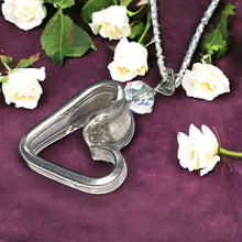 Load image into Gallery viewer, Pretty & romantic upcycled repurposed silver plate & glass bead heart pendant necklace