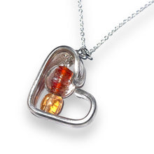 Load image into Gallery viewer, Pretty & romantic upcycled repurposed silver plate & glass bead heart pendant necklace