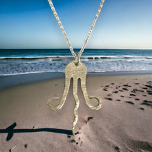 Load image into Gallery viewer, Beautiful upcycled repurposed textured silver plate abstract pendant necklace