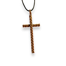 Load image into Gallery viewer, Upcycled and repurposed copper wire cross pendant necklace