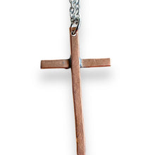 Load image into Gallery viewer, Upcycled and repurposed copper wire cross pendant necklace