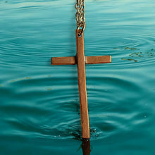 Load image into Gallery viewer, Upcycled and repurposed copper wire cross pendant necklace