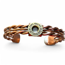 Load image into Gallery viewer, Upcycled and repurposed twisted copper bracelet with bullet end