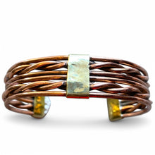 Load image into Gallery viewer, Upcycled and repurposed copper wire bracelet with brass fittings