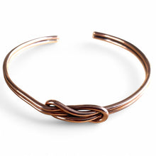 Load image into Gallery viewer, Upcycled and repurposed wire copper knot bracelet