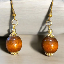 Load image into Gallery viewer, Upcycled repurposed wooden bead earings