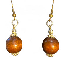 Load image into Gallery viewer, Upcycled repurposed wooden bead earings