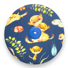 Load image into Gallery viewer, Upcycled double sided round padded playing card holder for kids or adults BABY MONKEYS