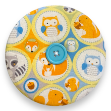 Load image into Gallery viewer, Upcycled double sided round padded playing card holder for kids or adults FOXES