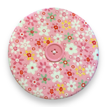 Load image into Gallery viewer, Upcycled double sided round padded playing card holder for kids or adults PINK OWL