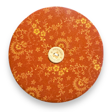 Load image into Gallery viewer, Upcycled double sided round padded playing card holder for kids or adults AUTUMN COLOURS