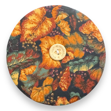 Load image into Gallery viewer, Upcycled double sided round padded playing card holder for kids or adults AUTUMN COLOURS