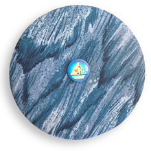 Load image into Gallery viewer, Upcycled double sided round padded playing card holder for kids or adults DOLPHINS