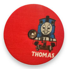 Load image into Gallery viewer, Upcycled double sided round padded playing card holder for kids or adults TRAIN