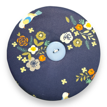 Load image into Gallery viewer, Upcycled double sided round padded playing card holder for kids or adults ORANGE OWLS