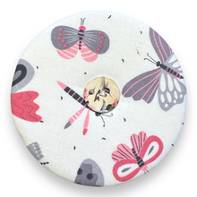 Load image into Gallery viewer, Upcycled double sided round padded playing card holder for kids or adults CUTE BUNNIES