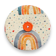 Load image into Gallery viewer, Upcycled double sided round padded playing card holder for kids or adults CARS