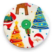 Load image into Gallery viewer, Upcycled double sided round padded playing card holder for kids or adults CHRISTMAS
