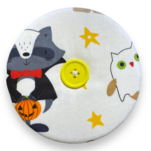Load image into Gallery viewer, Upcycled double sided round padded playing card holder for kids or adults WOODLAND ANIMALS