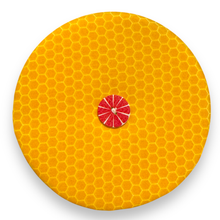 Load image into Gallery viewer, Upcycled double sided round padded playing card holder for kids or adults EMOJIS