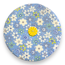 Load image into Gallery viewer, Upcycled double sided round padded playing card holder for kids or adults SNOWMAN