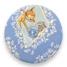 Load image into Gallery viewer, Upcycled double sided round padded playing card holder for kids or adults DEER & RABBIT