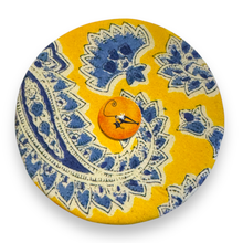 Load image into Gallery viewer, Upcycled double sided round padded playing card holder for kids or adults FLORAL BUTTERFLIES