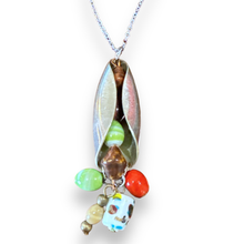 Load image into Gallery viewer, Stunning upcycled repurposed silver plated & glass beads pendant necklace made from vintage spoon