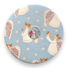 Load image into Gallery viewer, Upcycled double sided round padded playing card holder for kids or adults ANGEL DACHSHUNDS