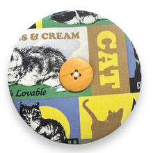 Load image into Gallery viewer, Upcycled double sided round padded playing card holder for kids or adults CATS & GULLS