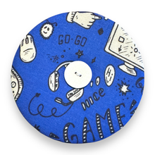 Load image into Gallery viewer, Upcycled double sided round padded playing card holder for kids or adults GAMER GULLS