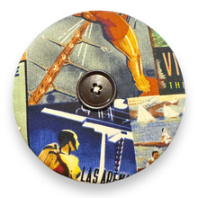 Load image into Gallery viewer, Upcycled double sided round padded playing card holder for kids or adults VINTAGE