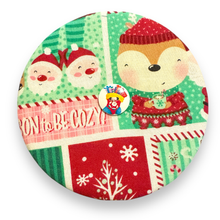 Load image into Gallery viewer, Upcycled double sided round padded playing card holder for kids or adults CHRISTMAS
